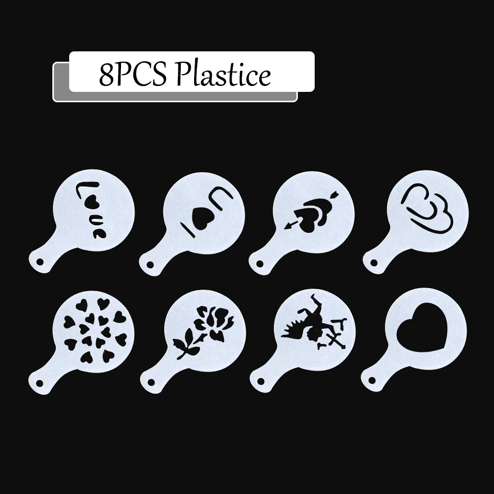 8Pcs Coffee Cake Decoration Stencil Molds - Image 4