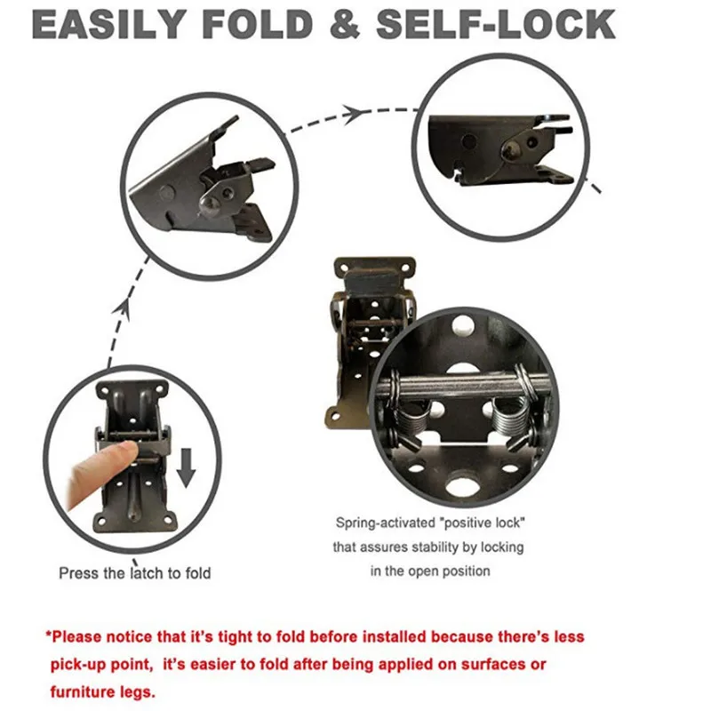 2Pcs Foldable Self-Locking Hinges - Image 8