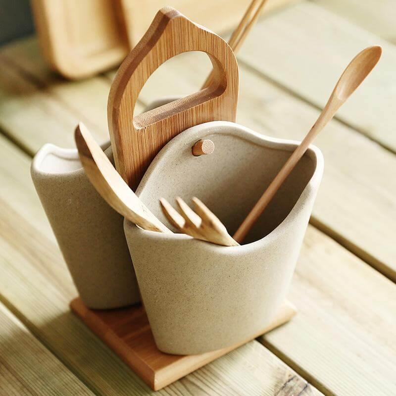 2pcs Japan Style Ceramic Silverware Container - Image 3