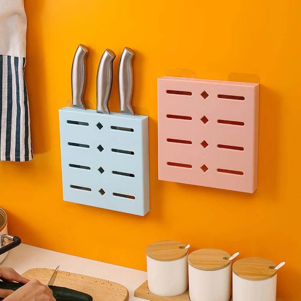 2PCS Square Pastel Mavi Wall-Mounted Knife Organizer - Image 12