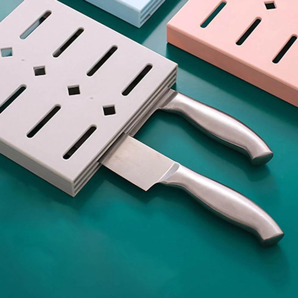 2PCS Square Pastel Mavi Wall-Mounted Knife Organizer - Image 3
