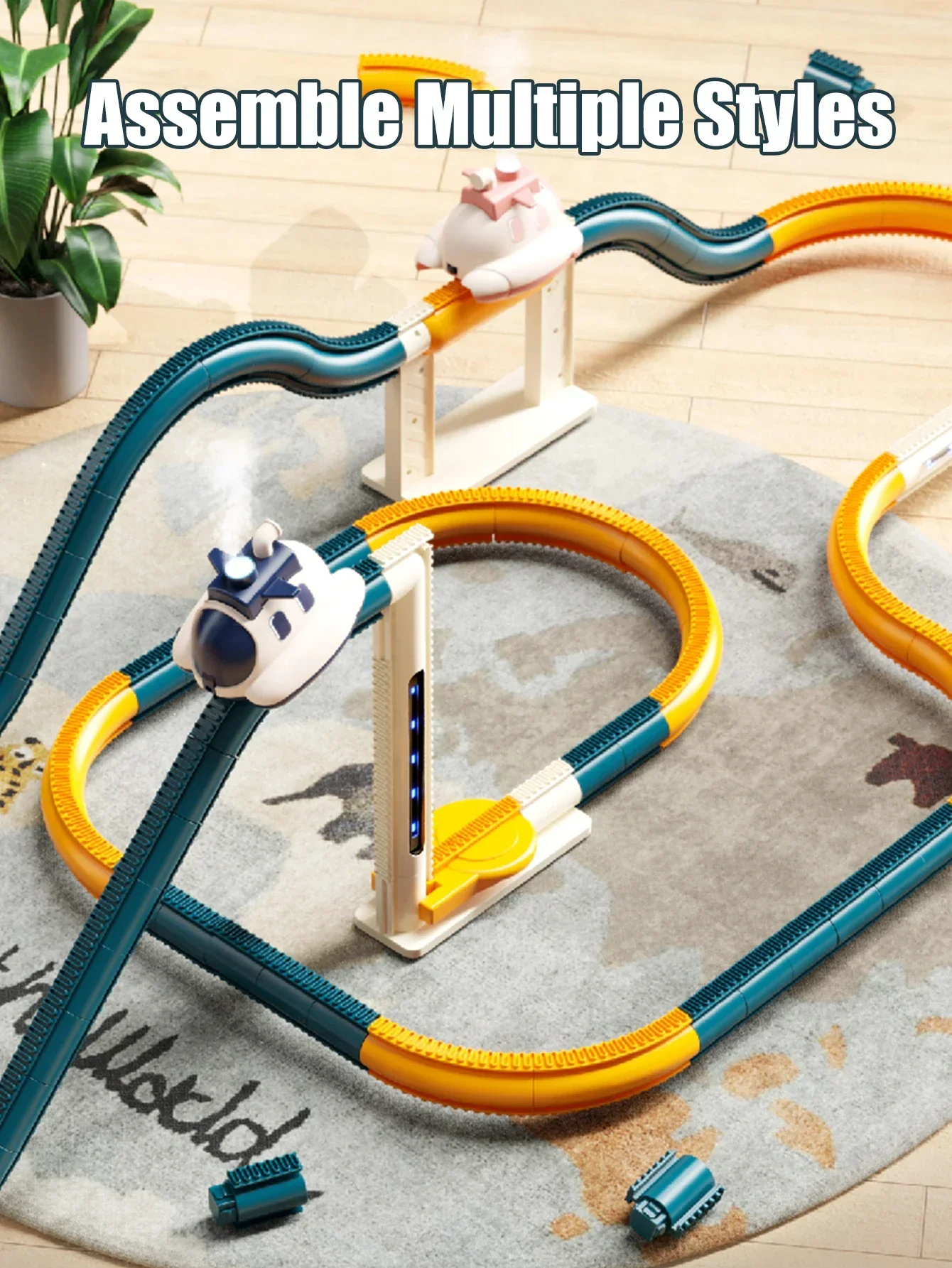 360° Flip Space Craft Interactive Steam Car Track - Image 5
