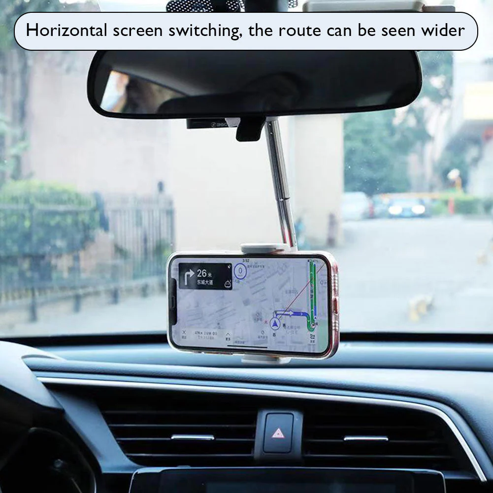 360 Rotatable Rear-View Mirror Phone Holder - Image 4