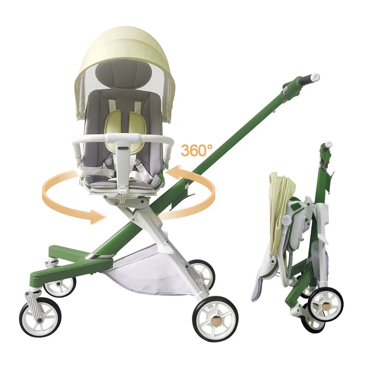 360 Rotating Folding Easy Travel Folding Baby Stroller - Image 4