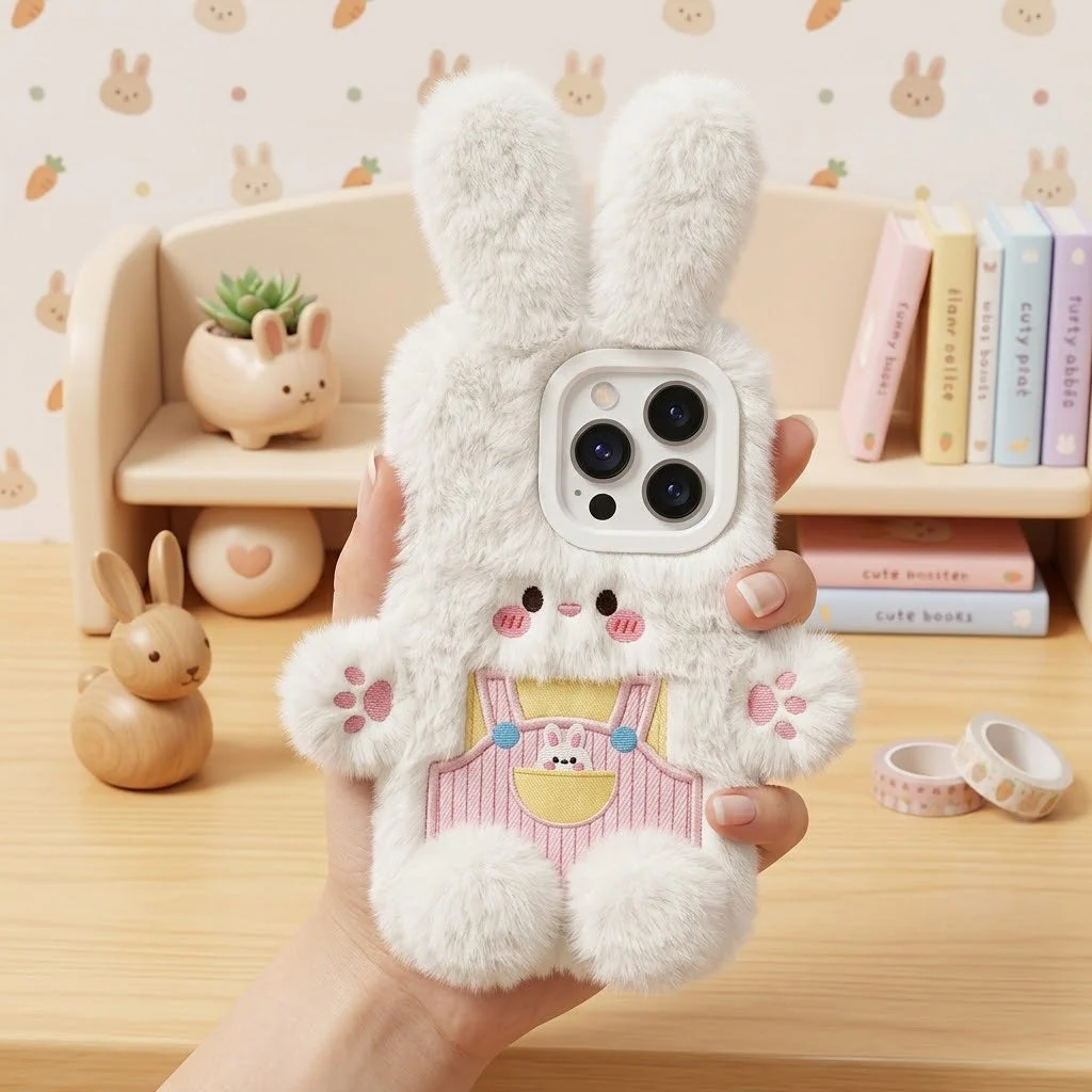 3D Cartoon Fluffy Bunny Cute iPhone Case - Image 5