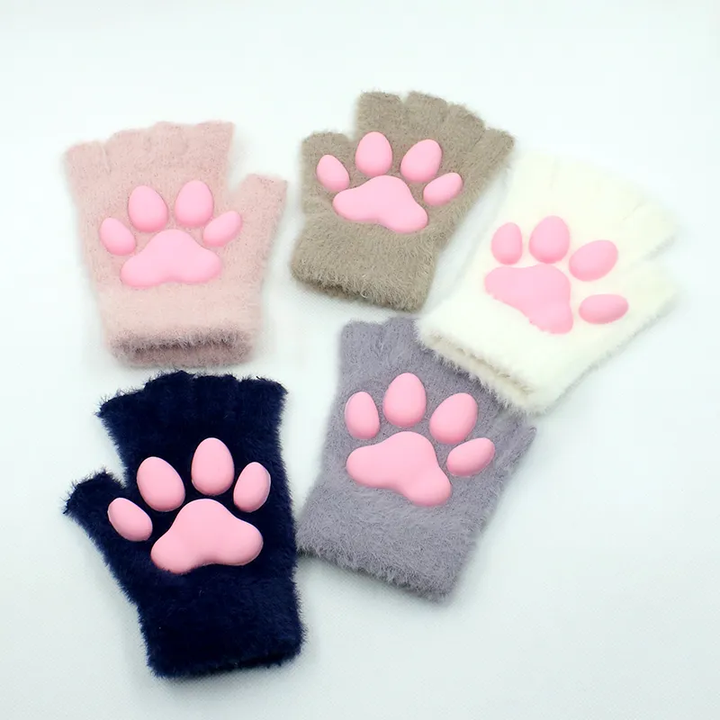 3D Cat Paw Soft Fingerless Gloves - Image 4