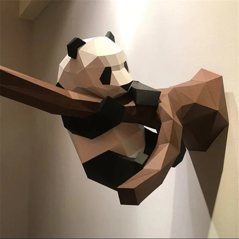 3D Geometric Handmade Panda Wall Decor - Image 3