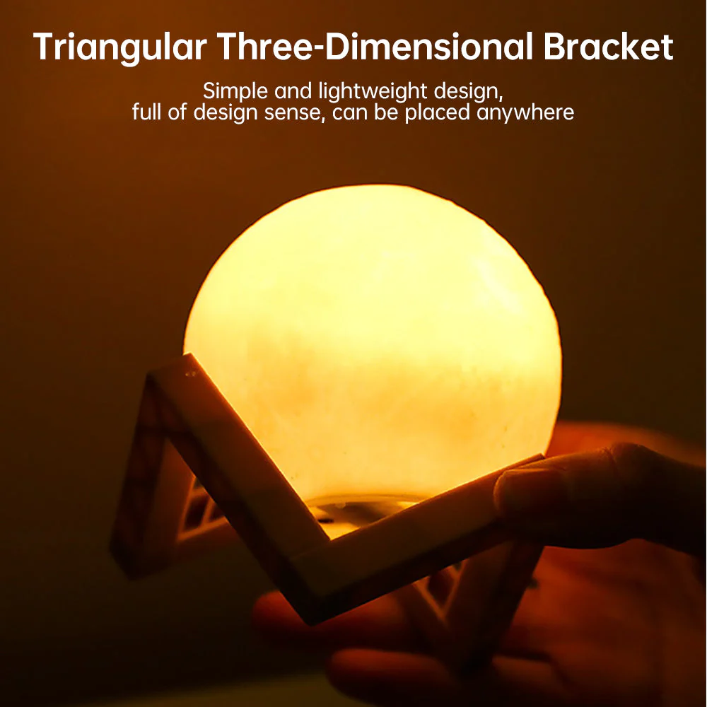 3D Light Touch Switch Rechargeable Moon Night Lamp - Image 3
