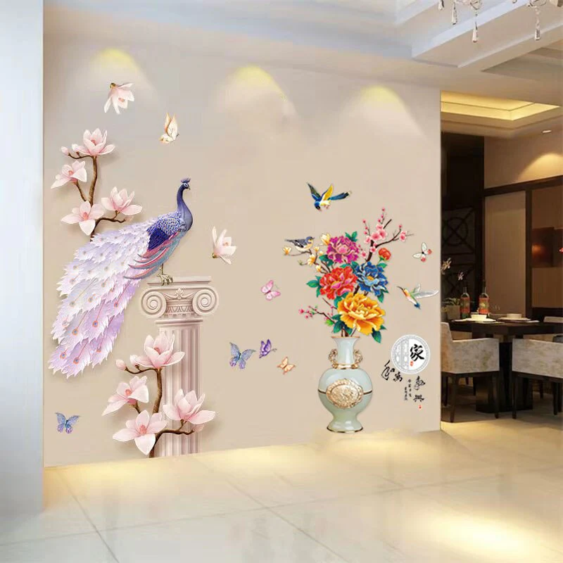 3D Peacock Flower Style Wall Sticker - Image 13