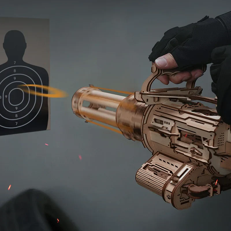 3D Puzzle Wood Rapid Fire Launcher Toy Gun - Image 6