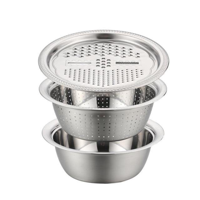 3in1 Stainless Steel Vegetable Slicer with Drain Basket - Image 5