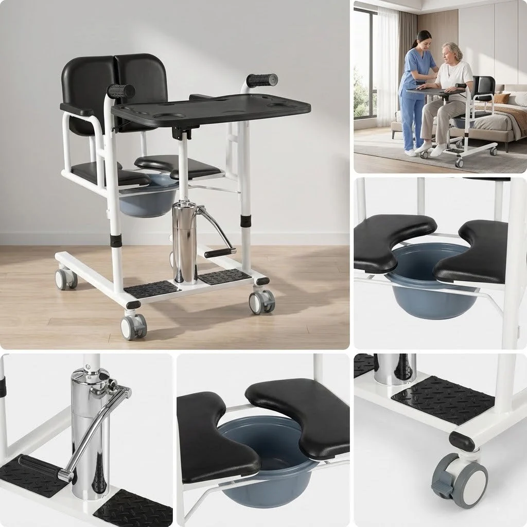 4-in-1 Shower & Transport Hydraulic Patient Lift Nursing Chair - Image 4
