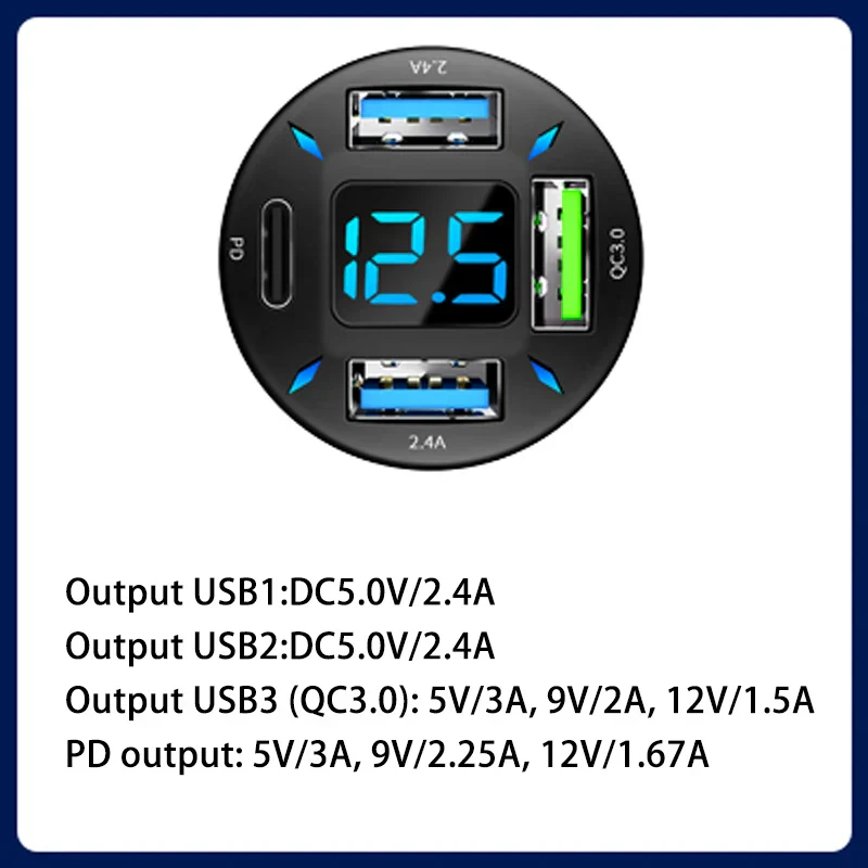 4-Port Digital Car Lighter Fast Charger - Image 2