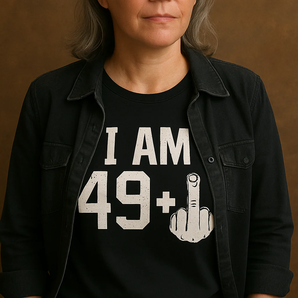 49 Plus Middle Finger Sarcastic T-Shirt - Image 2