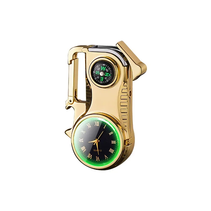 4in1 Windproof Metal Butane Compass Watch Keychain Lighter - Image 7