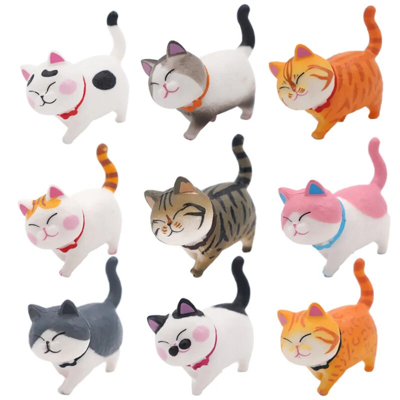 9Pcs Cute Kitty Rotating Head Car Decor - Image 4
