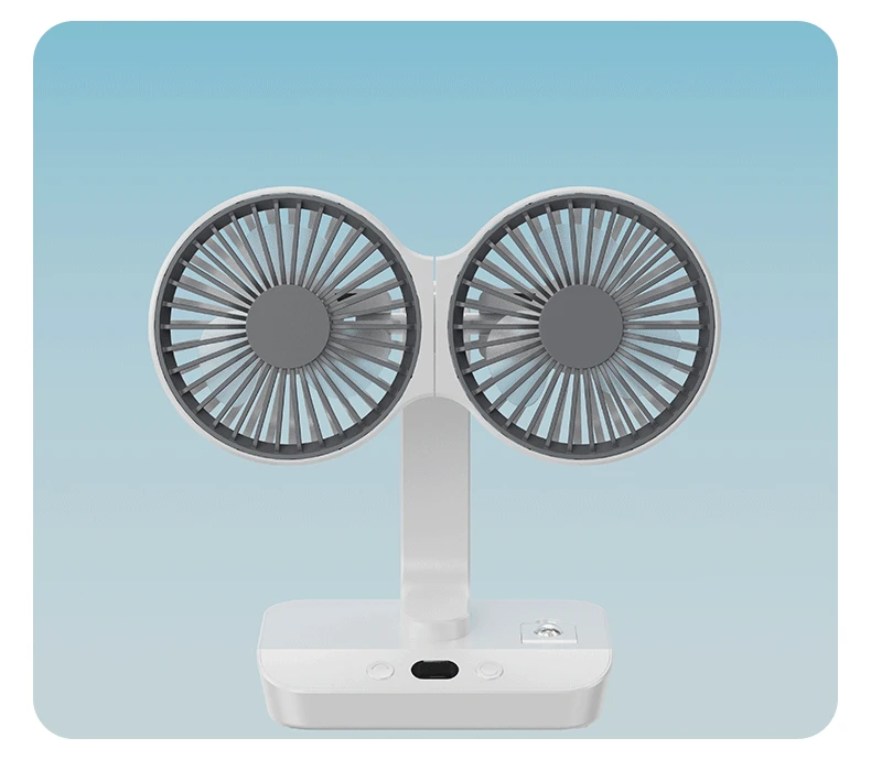 Adjustable Double-Head Portable Table Fan Night Lamp - Image 10