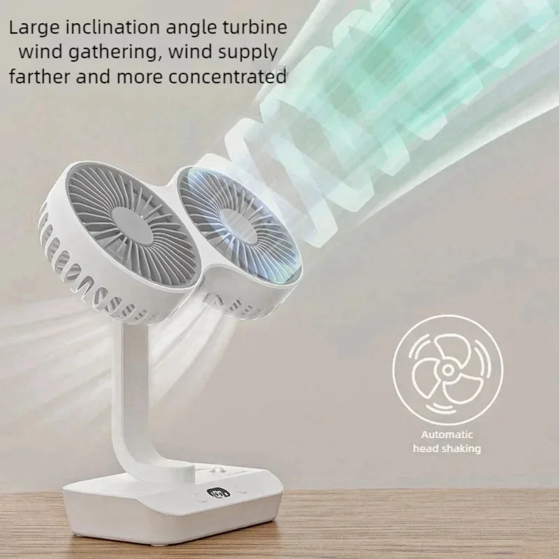 Adjustable Double-Head Portable Table Fan Night Lamp - Image 4