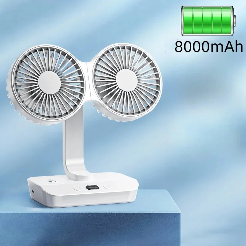 Adjustable Double-Head Portable Table Fan Night Lamp - Image 8