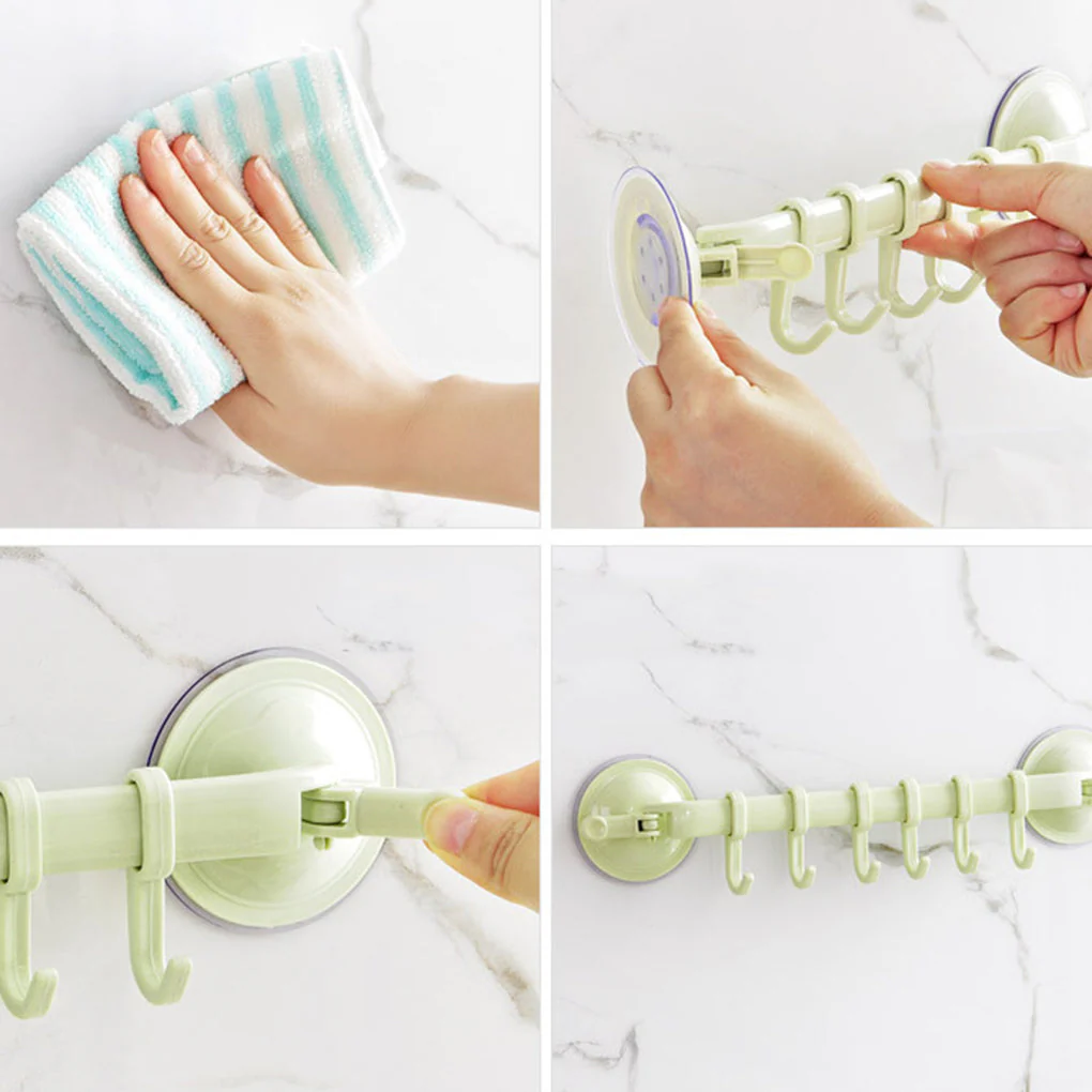 Adjustable Hook Double Suction Towel Rack - Image 8