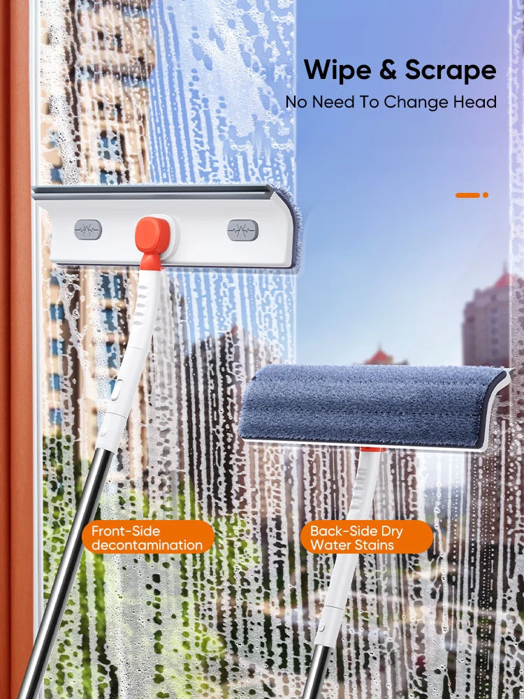 Adjustable Telescopic Long Handle Window Scraper Brush - Image 9