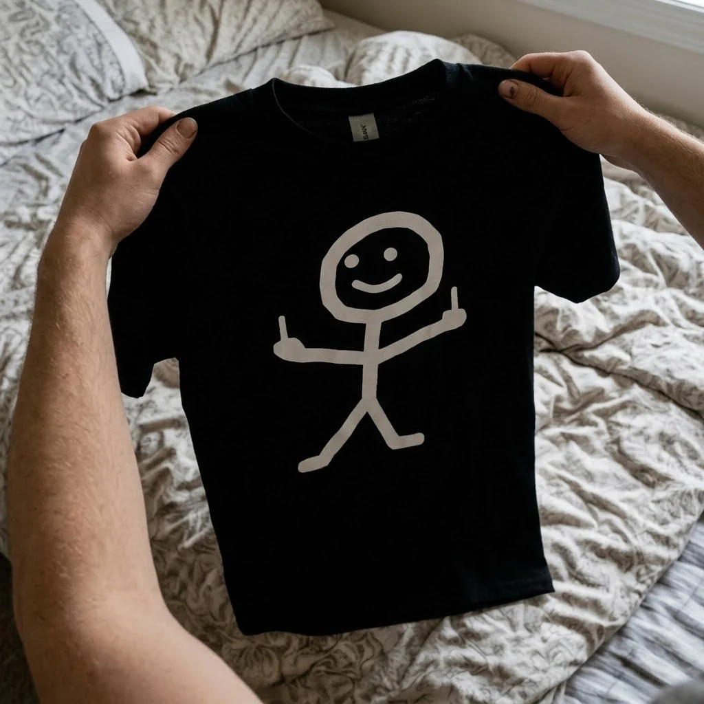 Angry Stick Figure Middle Finger T-Shirt - Image 3