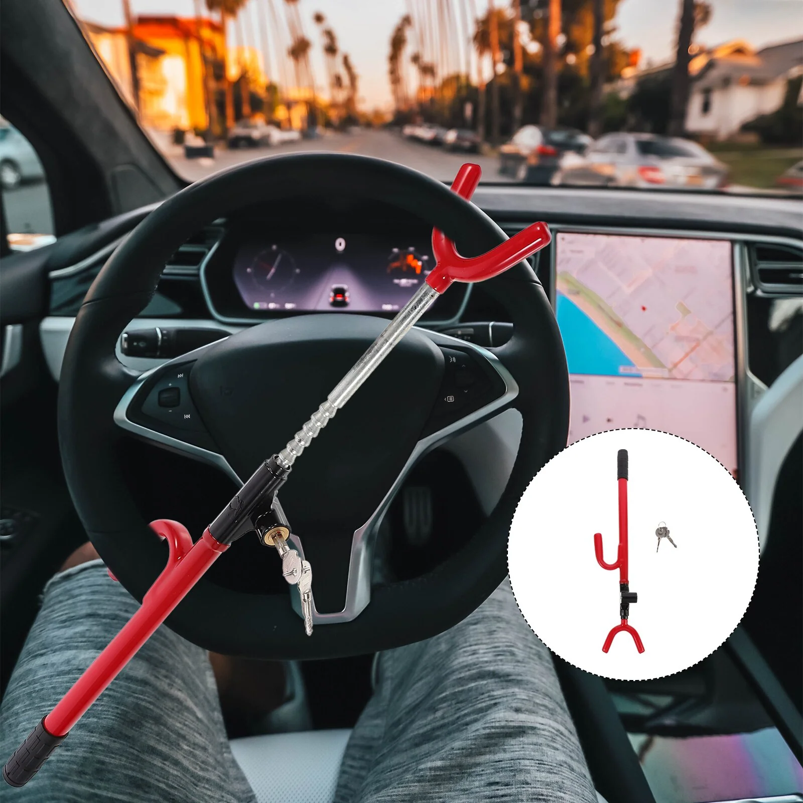 Anti-Theft Car Steering Wheel Retractable Safety Lock - Image 5