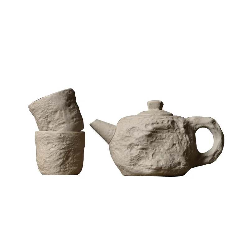 Artisan Rustic Stone Texture Teapot Set - Image 8