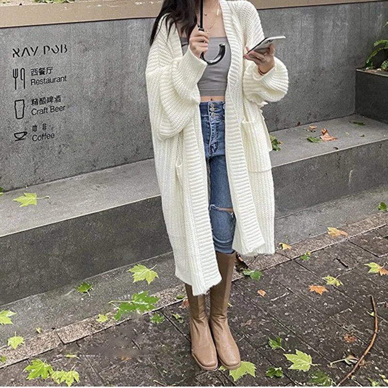 Asymmetrical Long & Warm Sweater Coat - Image 7