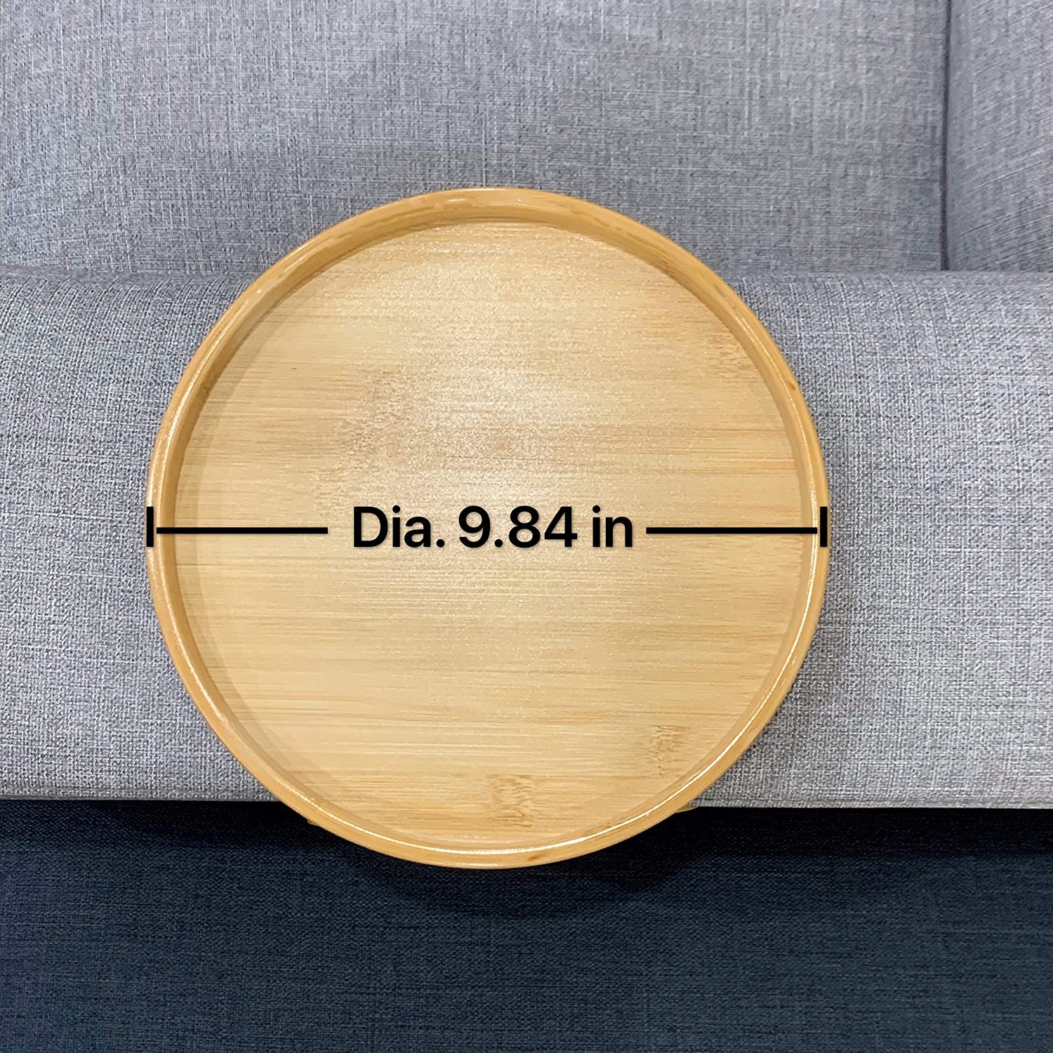 Bamboo Sofa Armrest Clip-On Round Tray - Image 6
