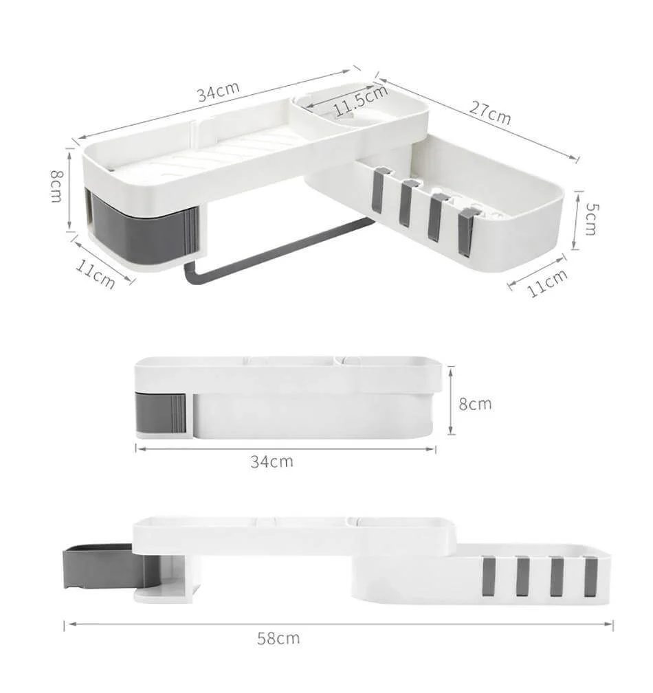 Bathroom Rotating Adjustable Shampoo Wall Shelf Organizer - Image 10