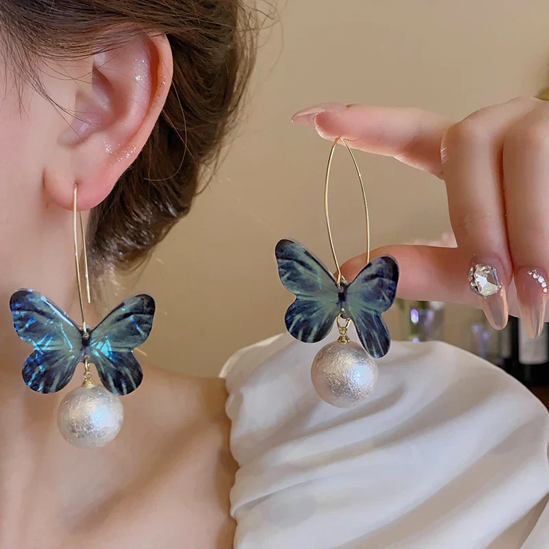 Black Hollow Butterfly Dangle Earrings - Image 8