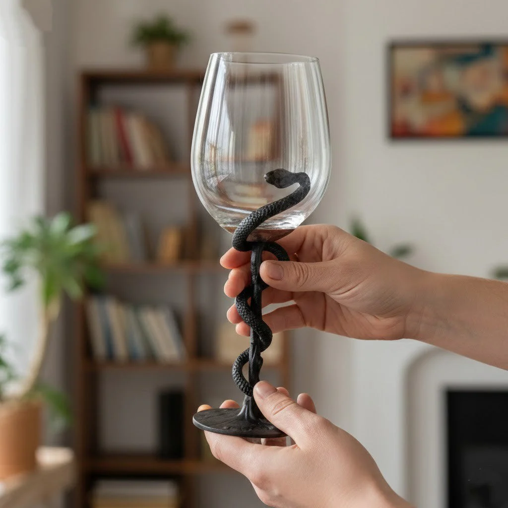Black Snake Sculpted Wine Glass - Image 5