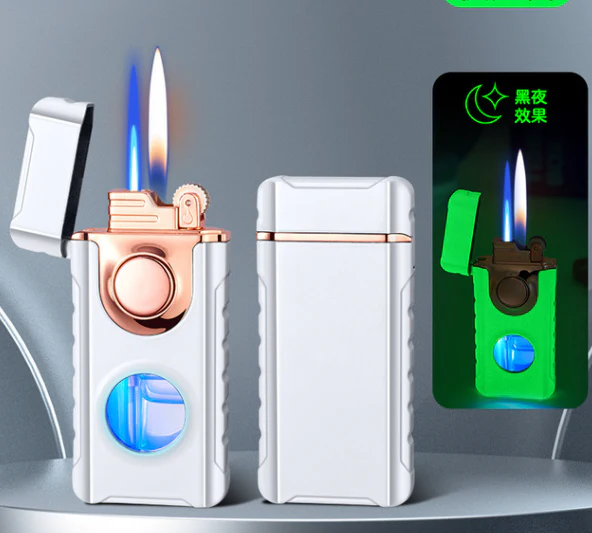 Blue Glow Dual Flame Metal Lighter - Image 7