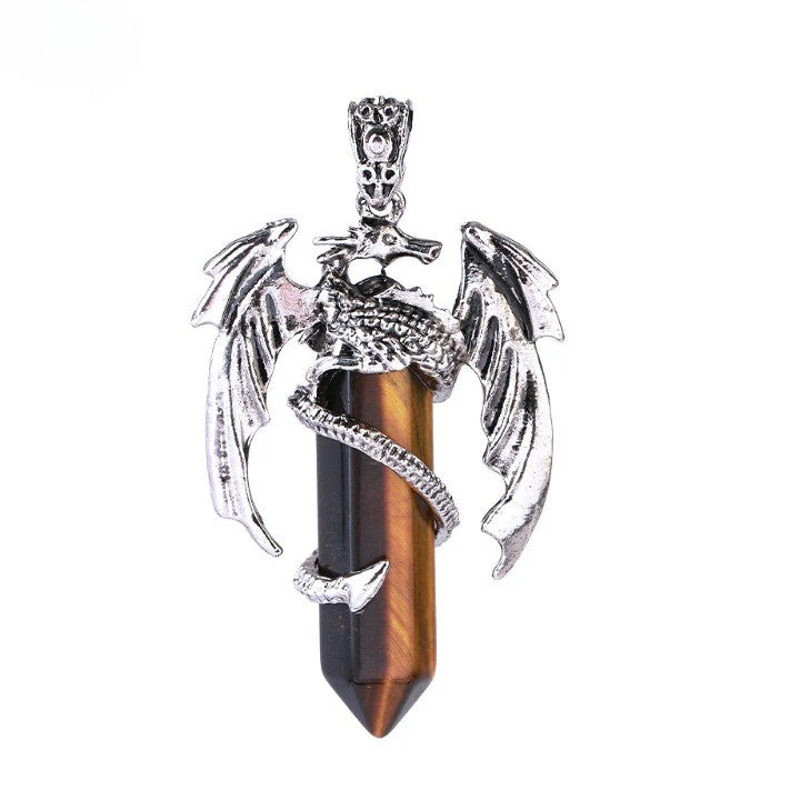 Bohemian Style Natural Mystic Gemstone Dragon Necklace - Image 6