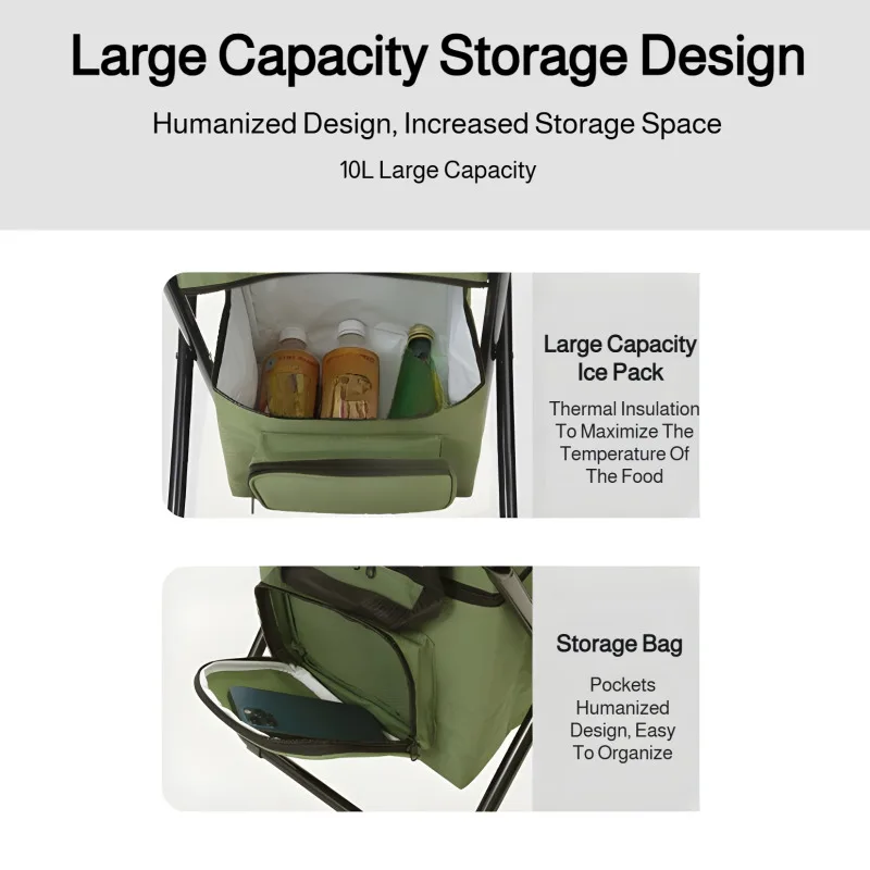 Built-in Cooling Bag Portable Folding Outdoor Stool - Image 6