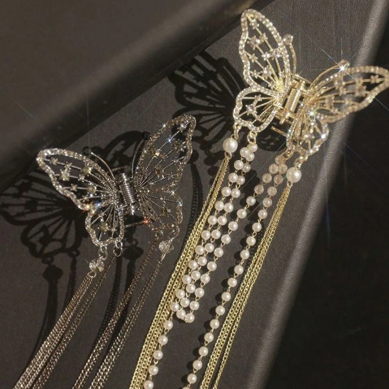 Butterfly Freedom Pearl Tassel Hair Claw - Image 10