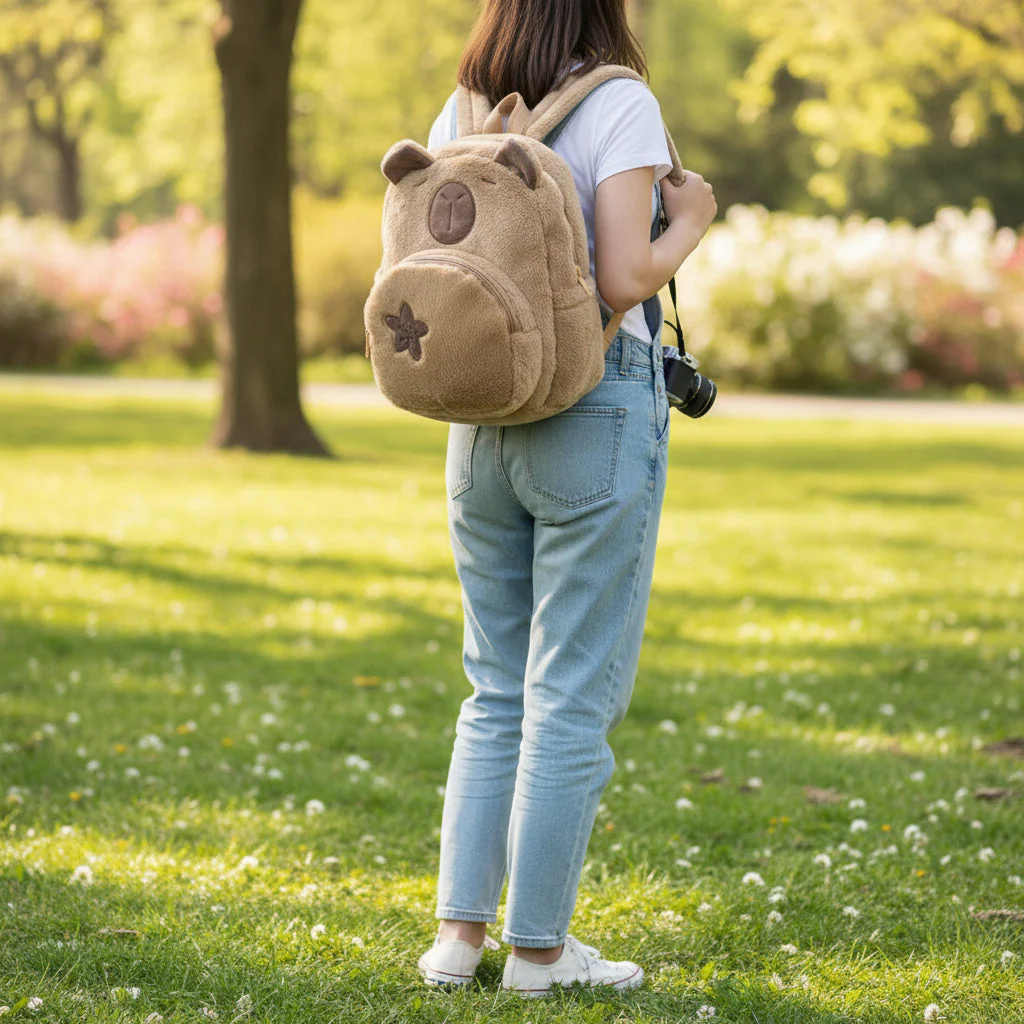 Capybara Cute Plush Kids Backpack - Image 3