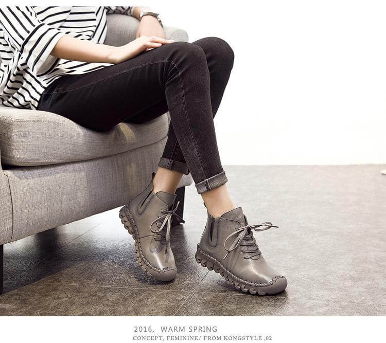 Casual Low Round Toe Leather Winter Shoes - Image 13