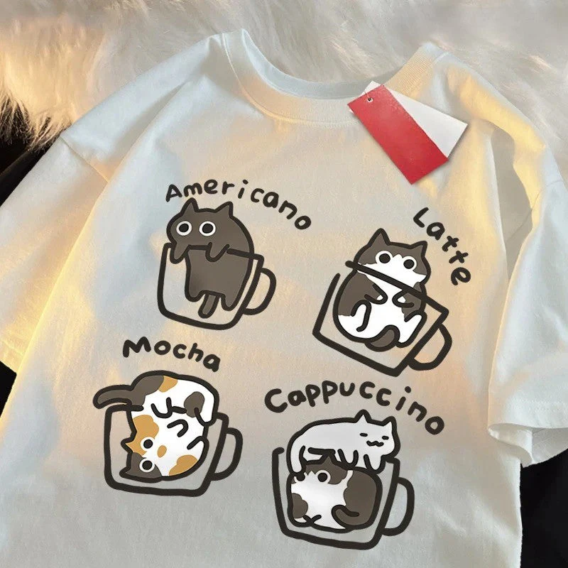 Cat Coffee Lover Funny T-Shirt - Image 10