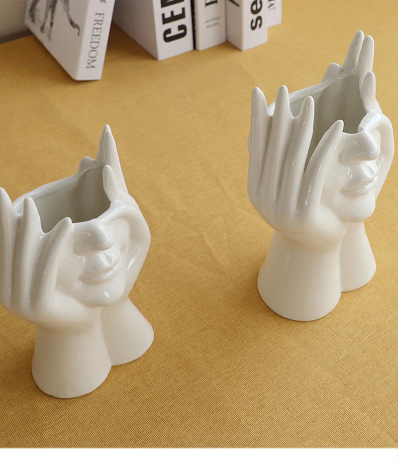 Ceramic Abstract  Human Face Flower Vase - Image 10