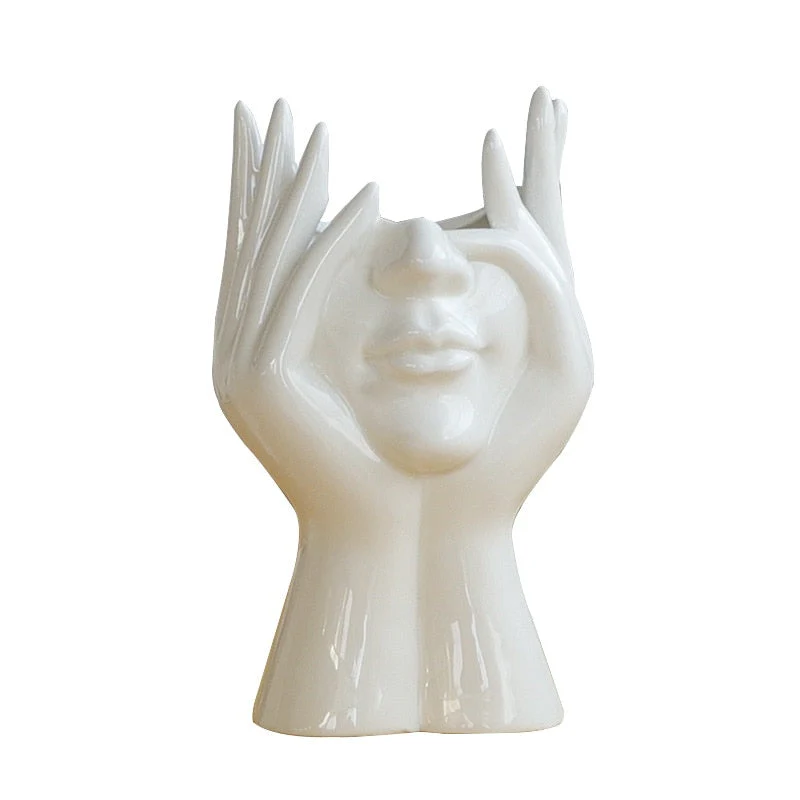 Ceramic Abstract  Human Face Flower Vase - Image 7