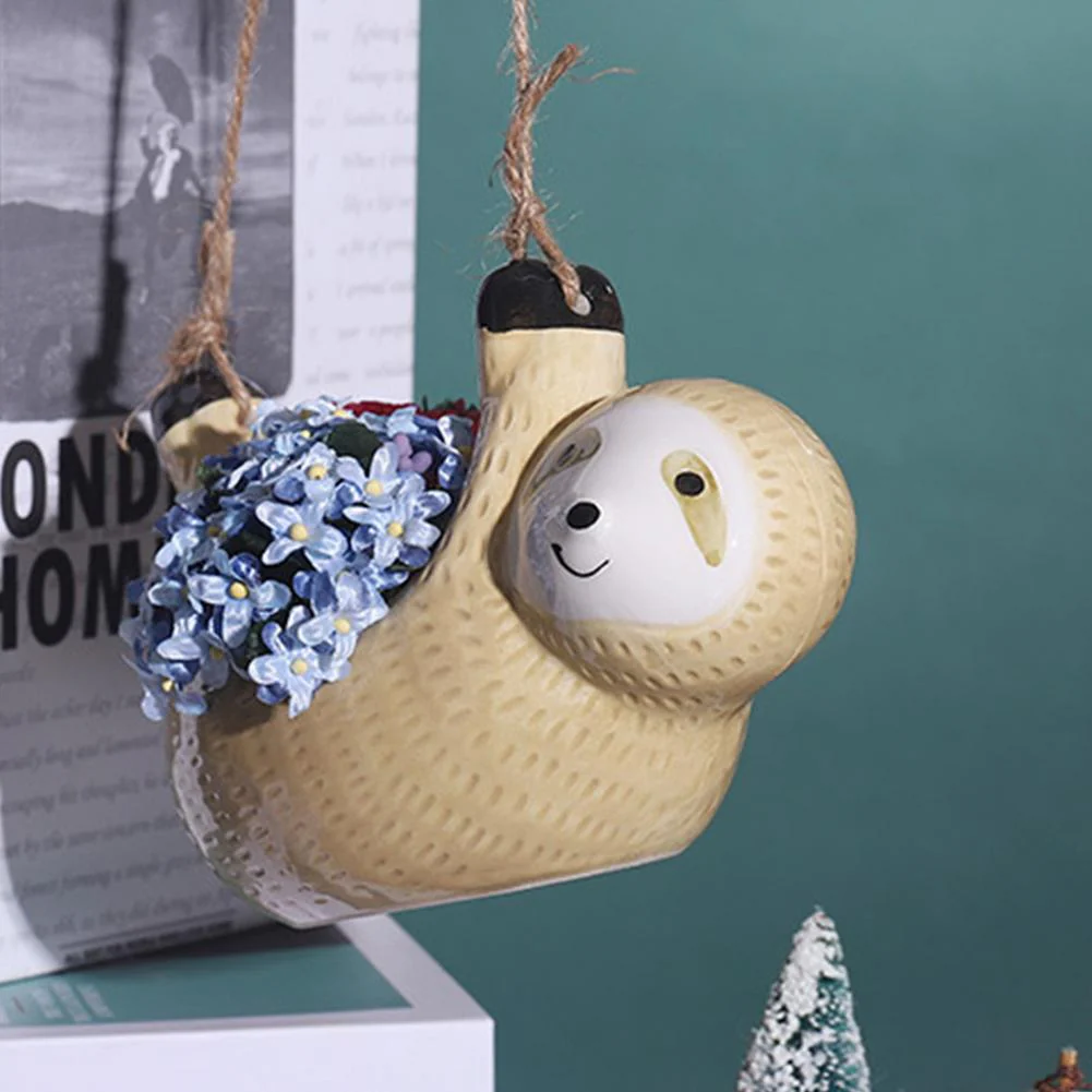 Ceramic Happy Sloth Flower Pot - Image 2