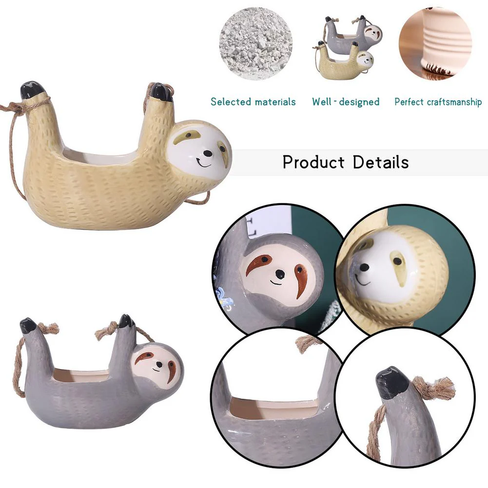 Ceramic Happy Sloth Flower Pot - Image 5