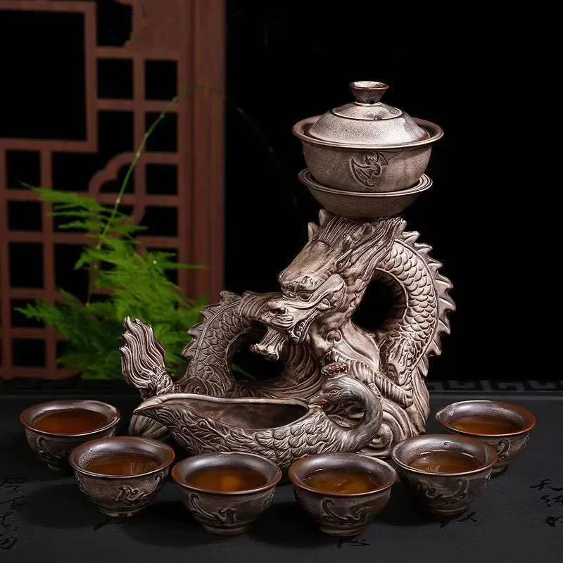 Ceramic Portable Traditional Dragon Tea Set - Image 4