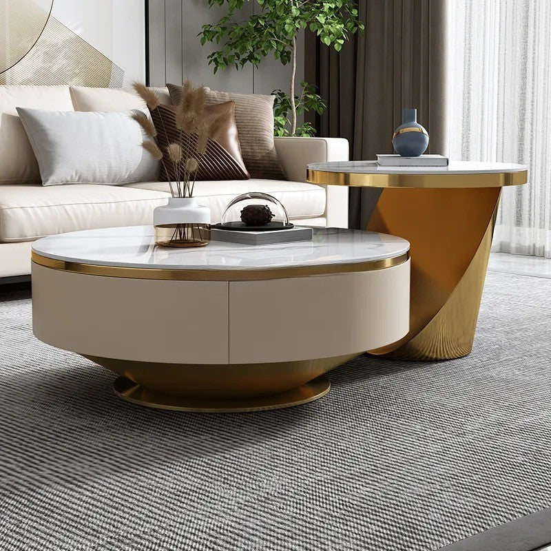 Chich Stone Elegant Modern Marble Coffee Table Set - Image 11