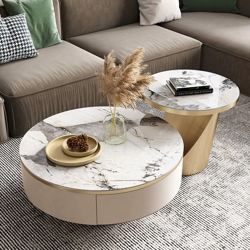 Chich Stone Elegant Modern Marble Coffee Table Set - Image 4