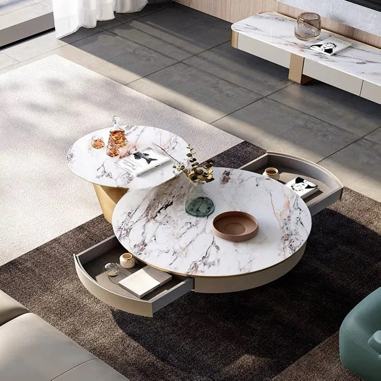 Chich Stone Elegant Modern Marble Coffee Table Set - Image 5
