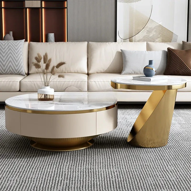 Chich Stone Elegant Modern Marble Coffee Table Set - Image 6