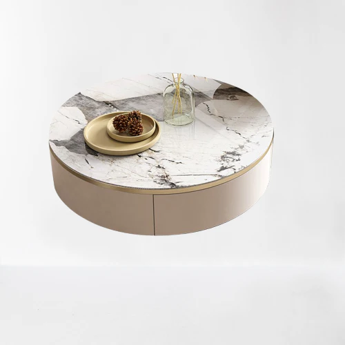 Chich Stone Elegant Modern Marble Coffee Table Set - Image 7